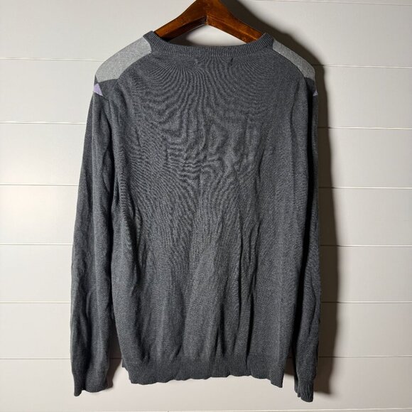 Express Long Sleeve V-Neck Sweater Silk/Cashmere Blend Gray Lavendar Argile Sz L - Picture 6 of 7